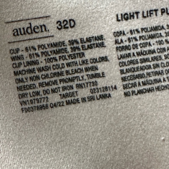 Auden tan light lift plunge Bra  32D - Picture 2 of 16